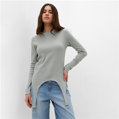 Лонгслив с пажами женский MIST, размер 42, цвет оливковый