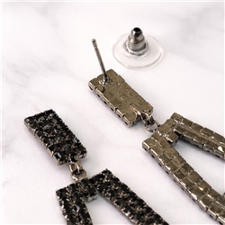 Комплект вечерней бижутерии со стразами чокер и серьги, цвет: черный, арт.012.099