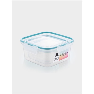 Набор контейнеров для хранения еды Idiland, 3 шт.: 400 мл, 800 мл, 1.5 л, пластик, герметичный, прозрачный, крышка голубая