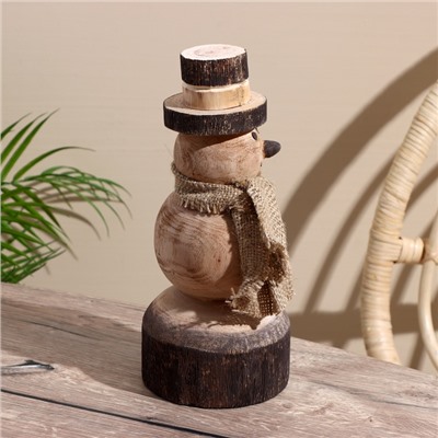 Сувенир новогодний «Снеговик», 11.5×11.5×25.5 см, манговое дерево