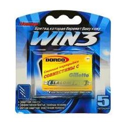 Кассеты DORCO WIN-50 для бритвы типа Dʤɪˈlett СЛАЛОМ с тремя лезвиями (5 шт.), WIN-50