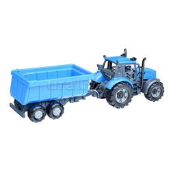 Трактор "Прогресс" с прицепом инерционный (синий) (в коробке)