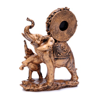 Часы настольные интерьерные «Слониха и слонёнок», каминные, 17×21 см, циферблат d=5.5 см