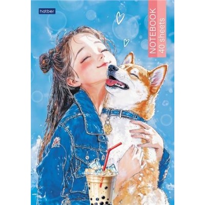 Блокнот А5 40л клетка на склейке "Bubble tea" жесткая подложка (093199) Хатбер