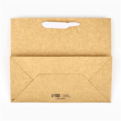 Пакет подарочный новогодний крафтовый с пластиковым окном «С Новым годом», 31×26×11 см