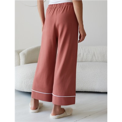 Укороченные брюки из эластичного хлопка с контрастным кантом