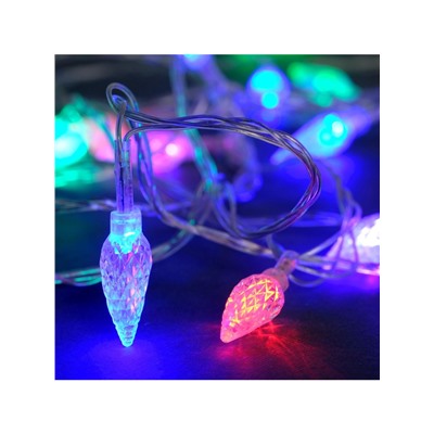 Гирлянда «Нить» 5 м с насадками «Шишки», IP20, прозрачная нить, 20 LED, свечение мульти (RG/RB), мигание, 220 В