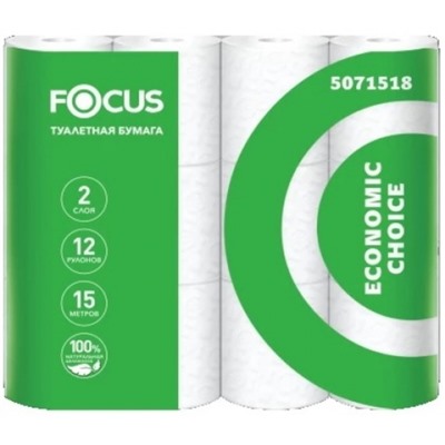 Туалетная бумага Focus Economic Choice, 2 слоя, 12 рулонов