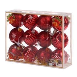 Елочные шары 12 штук 6 см красный / B-2632 /уп 66/