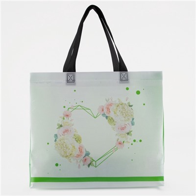 Сумка хозяйственная без застёжки, 32×10×27 см, белая/салатовая