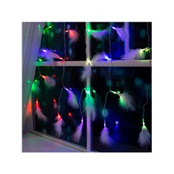 Гирлянда «Занавес» 3×1.4 м с насадками «Перья», IP20, прозрачная нить, 80 LED, свечение мульти (RG/RB), мигание, 220 В