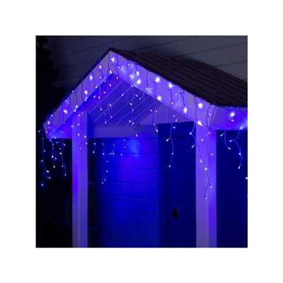 Гирлянда «Бахрома» 4×0.6 м, IP44, прозрачная нить, 180 LED, свечение синее, мерцание белым, 220 В