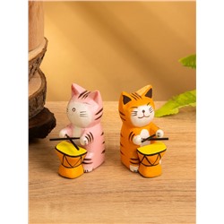 Сувенир «Кот барабанщик», 3.5×5.5×8 см, дерево, МИКС