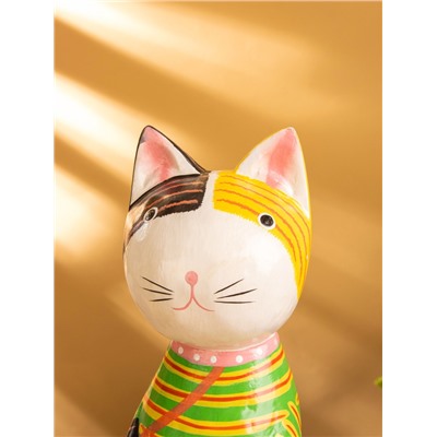 Сувенир «Кошка сидящая», 10×10×28 см, дерево, жёлтый