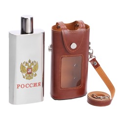 Фляжка «Россия», нержавеющая сталь, чехол, 330 мл
