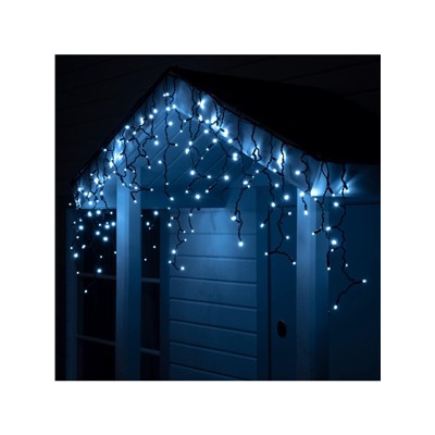 Гирлянда «Бахрома» 3×0.6 м, IP65, УМС, тёмная нить каучук, 108 LED, свечение белое, 220 В