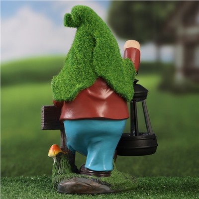 Садовая фигура - фонарь «Гном Welcome» 9×15×25 см, Greengo