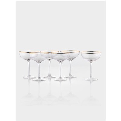 Набор бокалов для коктейлей Magistro «Орион», 270 мл, 6 шт., 15×11.2 см, стекло, с золотой отводкой, прозрачный