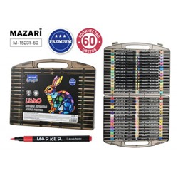 Набор акриловых маркеров 60цв "LUMO" кистевидный наконечник, пластиковый корпус M-15231-60 Mazari