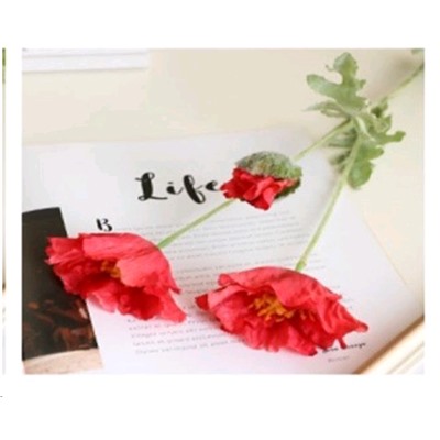 Цветок искусственный Мак 73 см красный / 504R /уп 36/288/