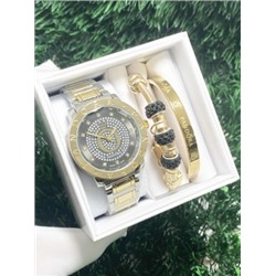 Подарочный набор для женщин часы, 2 браслета + коробка #22864417