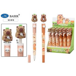 Ручка шариковая-гироскоп детская "КАПИБАРА" ассорти, игольчатый наконечник 0,5 мм синяя SC-818