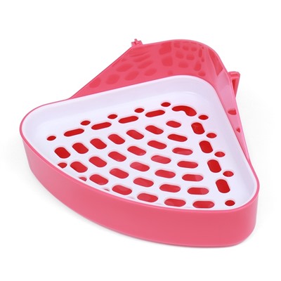 Туалет угловой для кроликов и хорьков, 24×18×11 см, красный