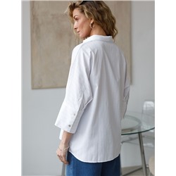 Блузка в полоску с цельнокроеным рукавом 3/4 из хлопка с добавлением льна