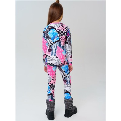 Термокомплект трикот. для девочек: фуфайка (футболка) с длин. рук, брюки