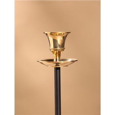 Подсвечник на 1 свечу «Да Винчи», латунь, чёрный с золотом, 7×7×18 см