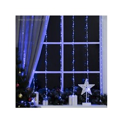 Гирлянда «Водопад» 2×1.5 м, IP20, прозрачная нить, 400 LED, свечение белое/синее, 8 режимов, 220 В