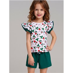 Комплект трикотажный для девочек: фуфайка (футболка), шорты