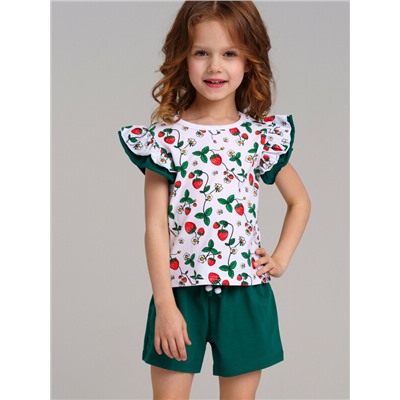 Комплект трикотажный для девочек: фуфайка (футболка), шорты