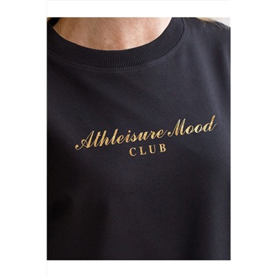 Свободный свитшот с принтом и разрезами из эластичного футера двухнитки без начеса VILATTE, 1228150