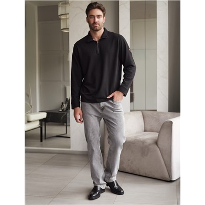 Свитшот с воротом стойкой на молнии из эластичного футера двухнитки