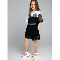 Комплект трикотажный для девочек: фуфайка (футболка), шорты