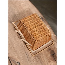 Корзина для пикника с тканевым подкладом, 27×20×14 см, ротанг