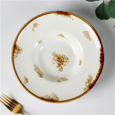 Тарелка для пасты Доляна Organic Gold, 150 мл, d=21 см, фарфор, белая