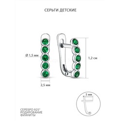 Серьги детские из серебра с фианитами родированные 925 пробы 402051-046р