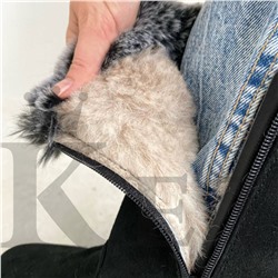 Сапожки женские с опушкой черные войлочная подошва