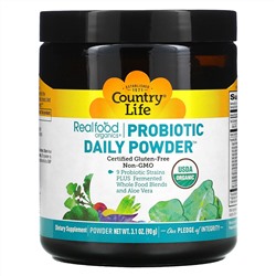 Country Life, Realfood Organics, пробиотики в порошке на каждый день, 3.1 унций (90 г)