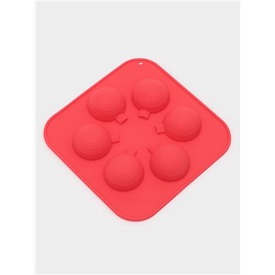 Форма для шоколада новогодняя Доляна «Шар», силикон, 15×15×2 см, 6 ячеек d=3.7 см, цвет красный