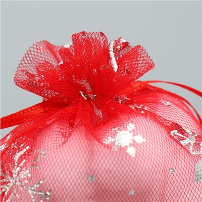 Мешочек подарочный новогодний органза «Танец снежинок», тиснение, органза, 10×12 см ± 1.5 см