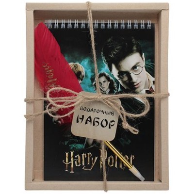 Набор подарочный "Гарри Поттер" блокнот А5 60л на спирали + ручка шариковая Волшебное перо (красное) 77296 Centrum