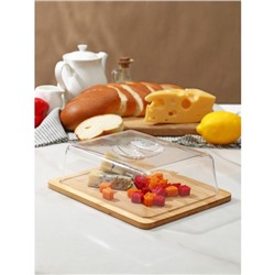 Блюдо для подачи и сервировки Доляна, с крышкой, 24.5×19×7 см, бамбук