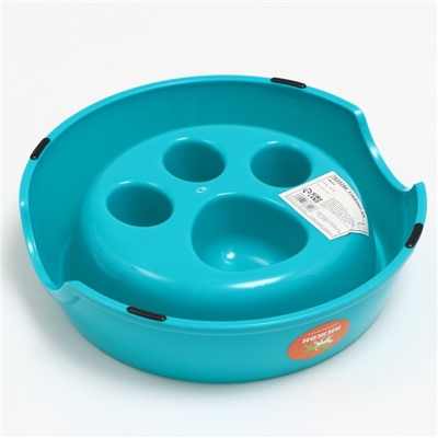 Миска для медленного кормления «Лапа», 800 мл, пластик, бирюзовая