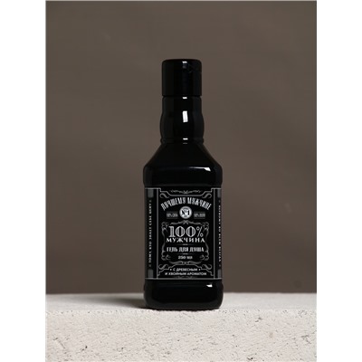 Подарочный набор «Лучшему мужчине», гель для душа во флаконе виски, чёрный и мочалка лента, Чистое счастье