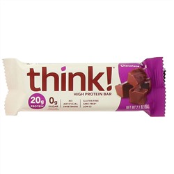 Think !, Высокопротеиновые батончики, шоколадная помадка, 10 батончиков по 60 г (2,1 унции)