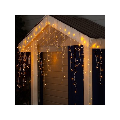 Гирлянда «Бахрома» 3×0.9 м, IP44, УМС, белая нить, 232 LED, свечение жёлтое, 220 В