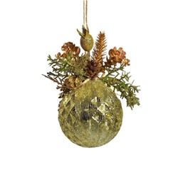 Ёлочный шар «Валенсия», новогодний, d=8 см, грани шишка ягоды, золото